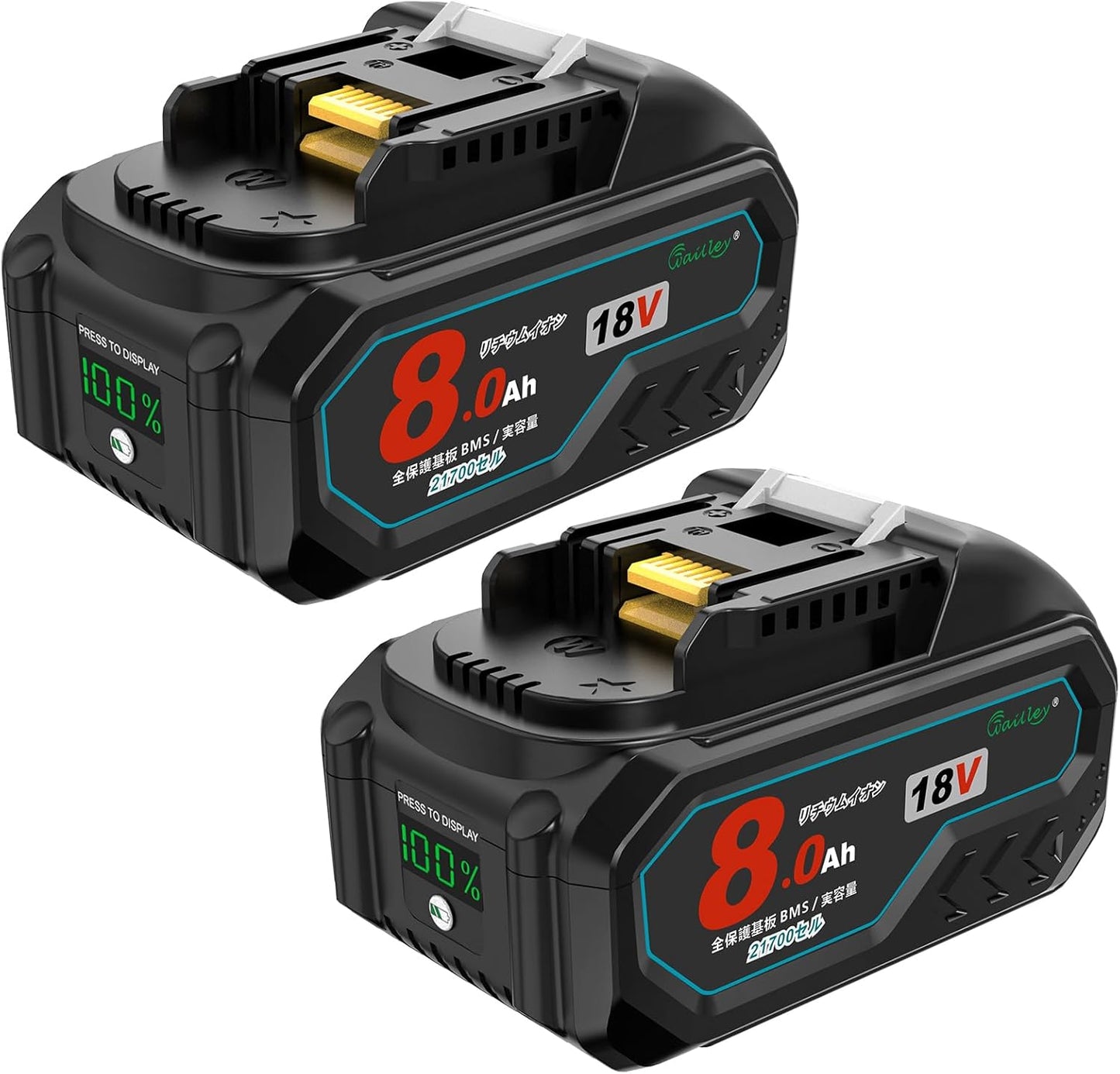 Waitley マキタ 18V バッテリー Makita 互換 実容量8.0Ah カットオフ保護機能付 サムスン製21700セル採用 ％残量インジケーター搭載 PSE認証済み 一年保証付き