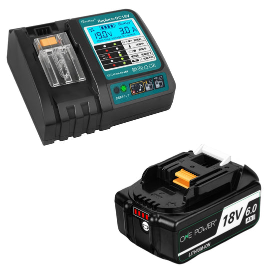 マキタ 18V バッテリー 充電器セット 6.0Ah BL1860B 互換 Waitley マキタバッテリー 18ボルト 充電器 防火材料シェルと長寿命電池セル採用 DC18RC DC18RF DC18RDなど互換 製造物責任保険付 PSE認証済品 (18V/6.0Ah 2個 + 充電器 セット)