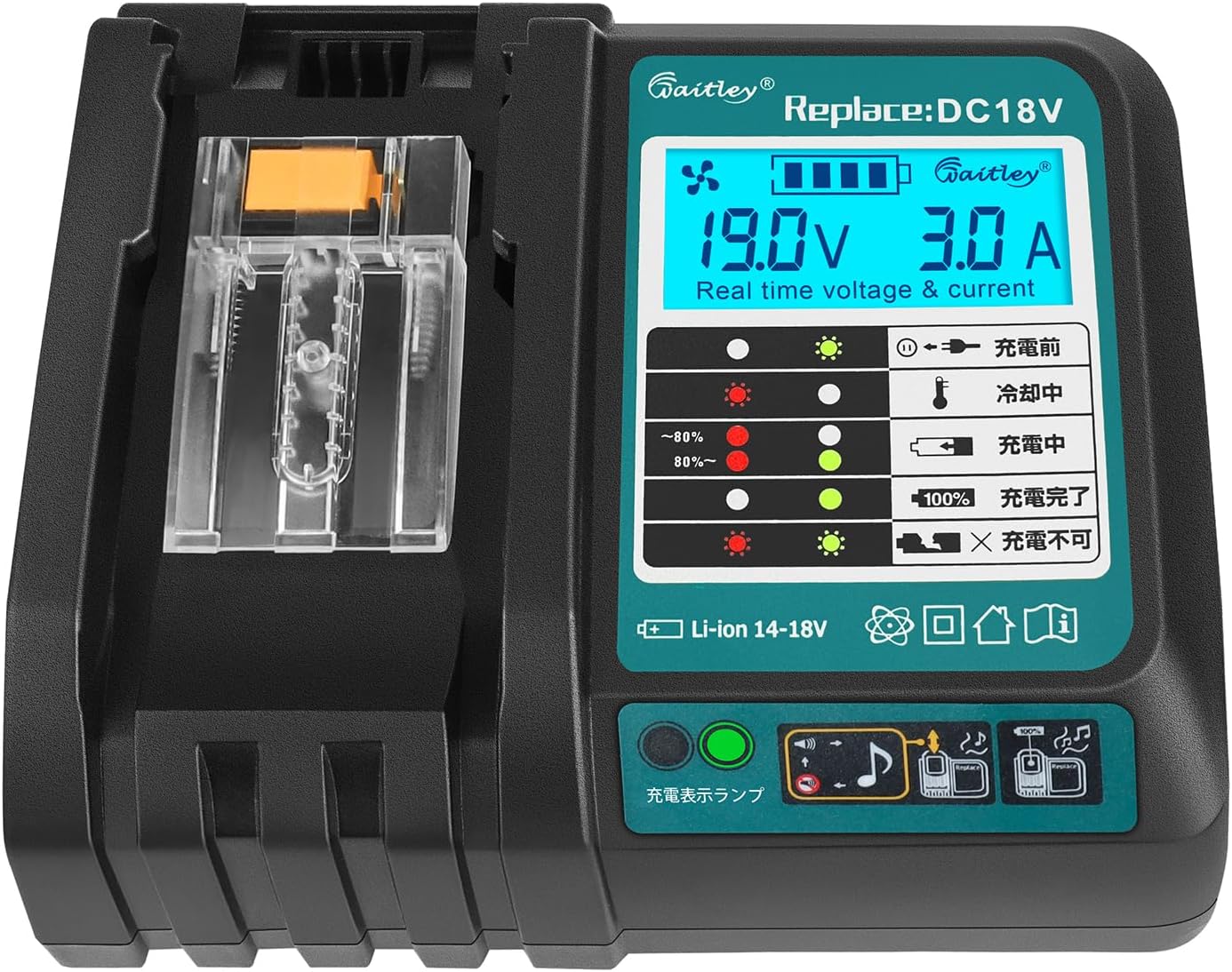 Waitley ウィトレ Makita マキタ 18V バッテリー 充電器セット マキタバッテリー 18V 互換 BL1860B 6.0Ah DC18RF デジタル残量指示付 一年保証付き PSE認証済品