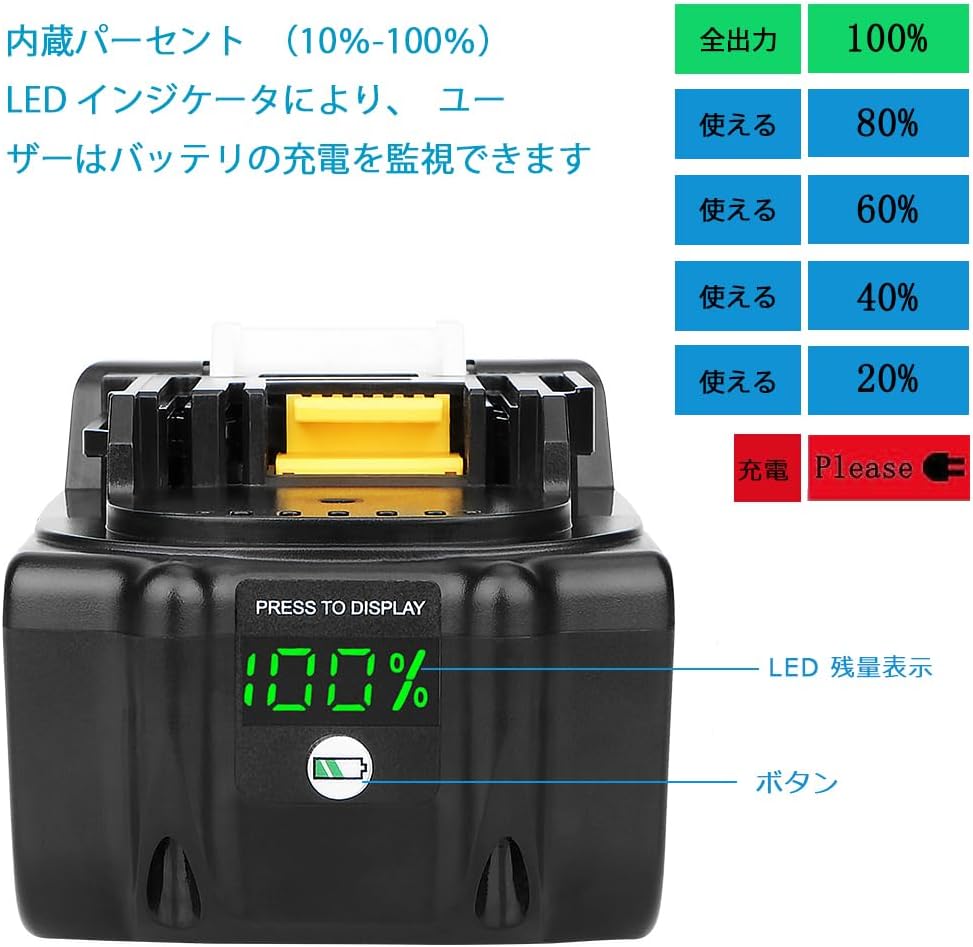 Waitley ウィトレ Makita マキタ 18V バッテリー 充電器セット マキタバッテリー 18V 互換 BL1860B 6.0Ah DC18RF デジタル残量指示付 一年保証付き PSE認証済品
