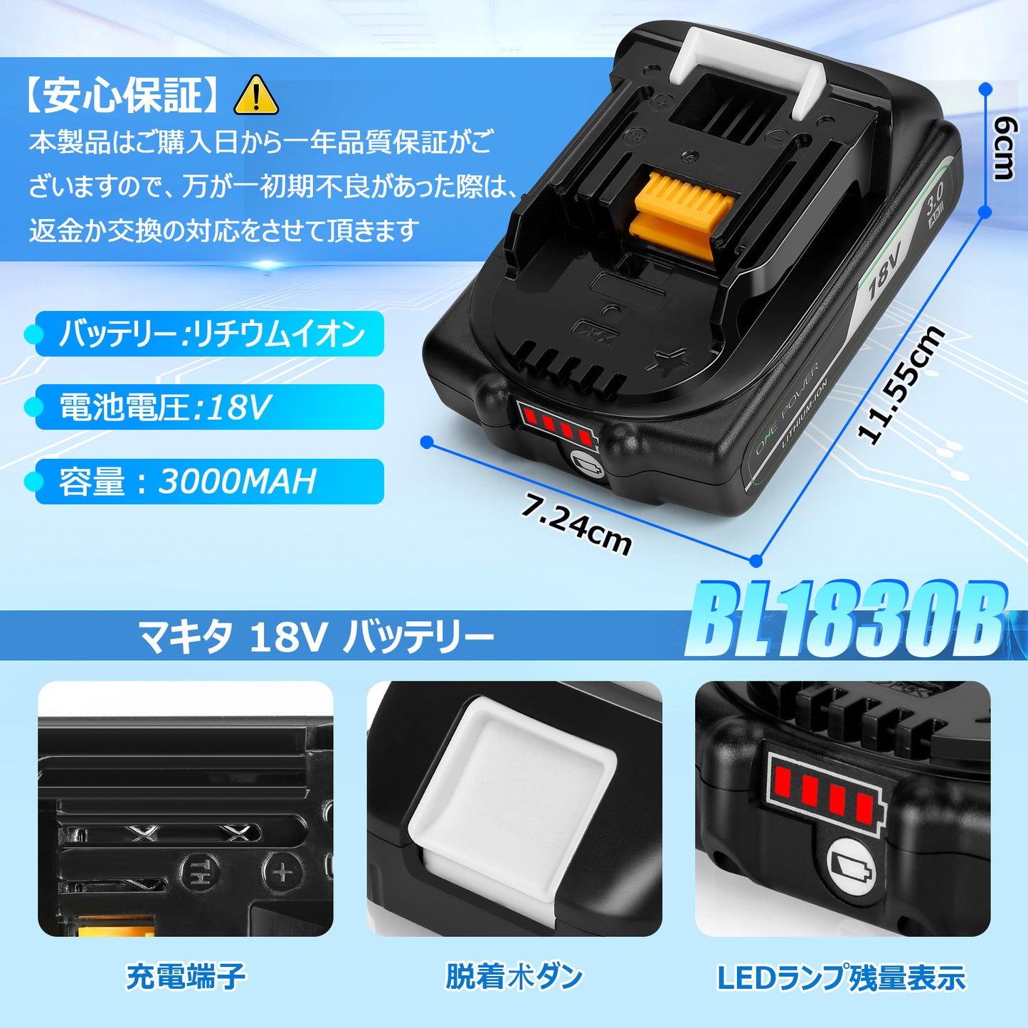 ブロワー コードレス 充電式 吹き飛ばし・吸引2WAY ブロワー集塵機 マキタ18Vバッテリー対応 ブラシレスモーター 3段階風量調整 BL1830互換3.0Ahバッテリー2個・急速充電器付き 洗車 落ち葉 車内清掃 DIY