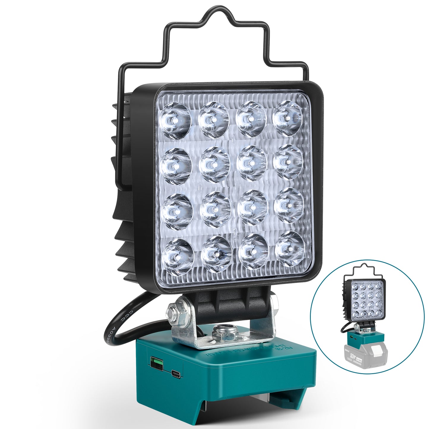 マキタ 18V ライト 充電式ワークライト LED フラッドライト コードレス作業灯 投光器 48W 3LM IP65防水 手提げ付 USB Type-C充電 一年保証(バッテリー別売り)